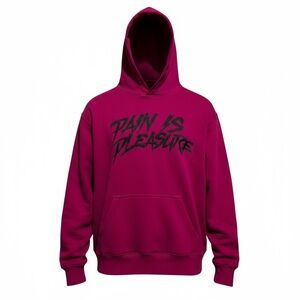 RtA pain is pleasure men’s Hoodie sweatshirt magenta dark pink‎ size small